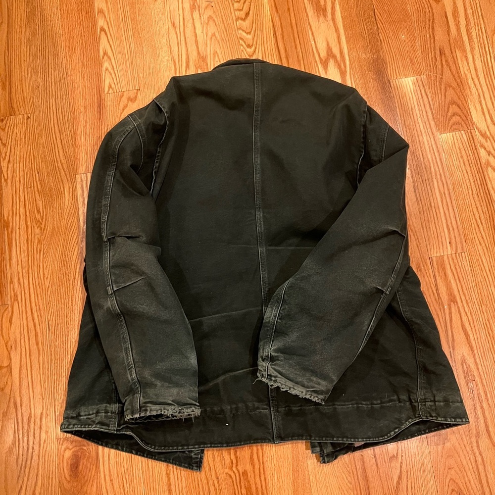 2XL Emerald Green Vtg Distressed Sherpa Lined Carhartt Duck Jacket - Picture 6 of 8